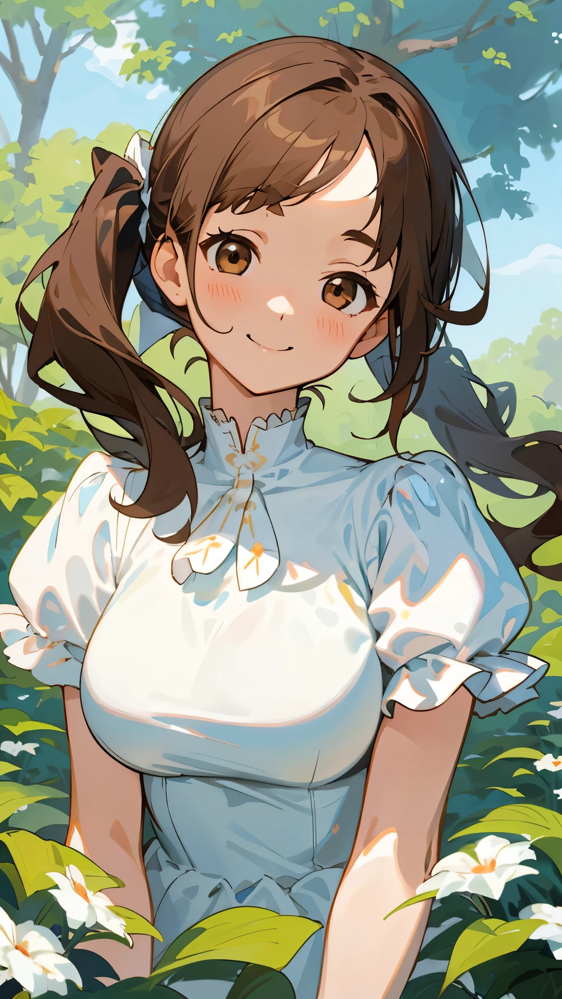 (Perfect Anatomy)、Mastepiece、Ultra High Quality、 8K、masterpiece、Highest quality、Ultra-high resolution、Maximum resolution、Very detailed、Professional Lighting、anime、Adult female、thin、so beautiful、Highly detailed eye、Highly detailed face、Golden earrings、Black Hair,、Pink eyes , grassland,, medium hair, Straight bangs, full body, show off breasts, Blue sleeveless dress、pantyhose, super long boots