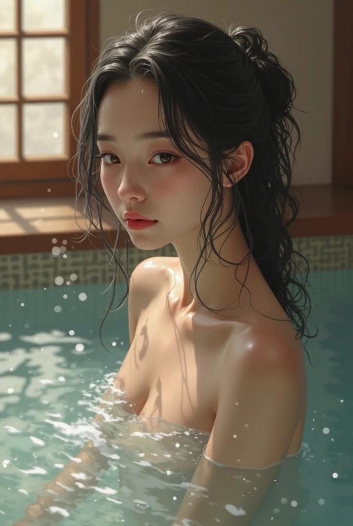 (Highest image quality, realistic depiction),(Body slippery with lotion,sweaty body),artistic Completely art,