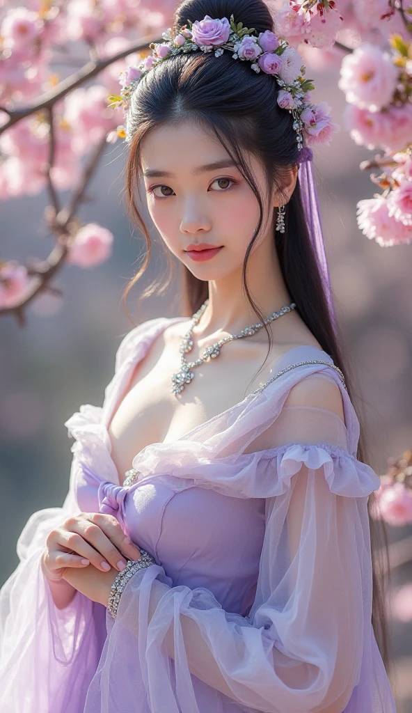 (extremely detailed CG unity 8k wallpaper, masterpiece, best quality),(dynamic angle, dynamic pose),(1 girl), black eyes, (silver hair: 1.3, red hair: 1.2, purple hair, yellow hair: 2, green hair: 1.3), white wuxia clothes, neck ribbon, beautiful face, watercolor,(((solo))),(((chest tip exposed))),background, (((see-through))),((1 girl)), (nsfw:1.2), open,,shoulders exposed,crisp breasts exposed, clothes open, torn open, , (masterpiece), (best quality), (((super detailed))), (best illustration), (best shadow), (realistic), (PureErosFace_V1:0.5), lens flare, (depth of field), (natural lighting), ultra-high resolution, (eye detail) , (brunet) , (((transparent nightdress))), (((exposed chest)), 18 years old,(((look_at_viewer))), full body in picture