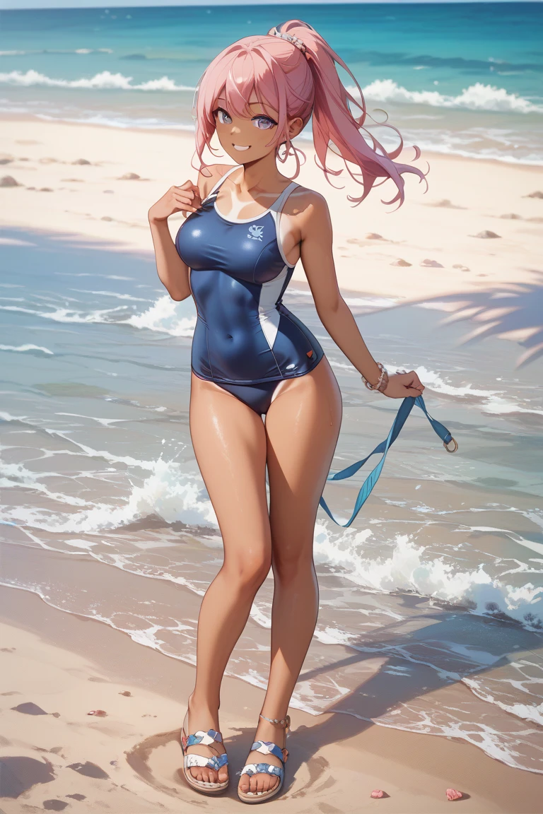 ((((NSFW))) (((flat chest))) side ponytail, ((((nahida \(genshin impact\))))),multicolored hair,((hair between eyes)),white hair, green hair, green eyes,((flat nude chest)),(photorealistic:1.4),(masterpiece:1.4),(best quality:1.4),1girl,ultra high res,((detailed facial features)),((full body)), small hands ((cotton panty)), looking away, ashamed, (sunlight),(beach:1.31)(water:1.41),standing on one leg, from side,((flat chest)),symmery face,((open legs)) (((cameltoe))) ((((some pubis hair seen)))) (((detailed panty)))