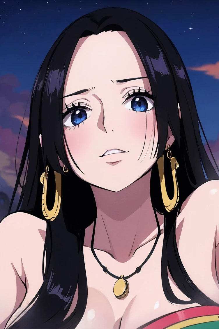 best quality, masterpiece, highly detailed,1girl, (detail light), Boa Hancock,, (masterpiece:1.5), Detailed Photo, Smiling,(8K, Photorealistic, Best Quality: 1.4), (1girl), Beautiful Face, (anime realistic Face), (Black Hair, long Hair: 1.3), Beautiful Hairstyle, Realistic eyes, beautiful detail eyes, (realistic skin), beautiful skin, absurd, attractive, ultra high resolution, ultra realistic, high definition, beach background, large breasts, white bikini