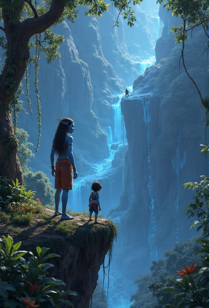 In ancient China, the Tang Dynasty, a naked woman stands on a rock in a waterfall while a young man stands on the shore, drawing her.