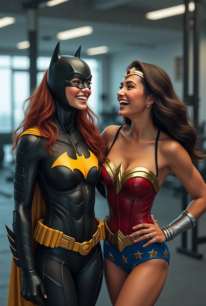 1boy, batman and wonderwoman, suit, cape, drinking, two beers, masterpiece , best quality, detailed,