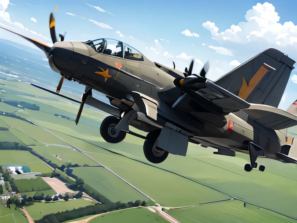 military fighter turboprop plane, engine on the front, missiles under wings