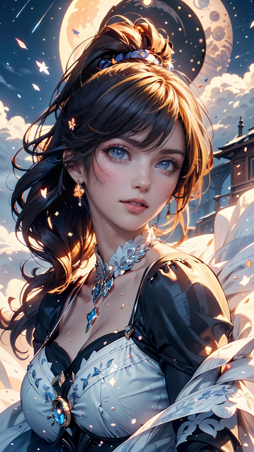 (masterpiece), (top quality), (SUPER DETAILS), (disheveled hair), (illustrations), (one girl), (fashionable clothes), is standing, fashion model with split ends due to pubic hair,  beholder, (interview), (simple background),  beautiful eyes , delicate and beautiful face, floating, ( high chroma), (colorful splatters),  Colorful Bubbles , (Shine), focus on your face, ponytail, light blue hair, bungs, hair ring, floating Flowers, floating Hairs, (Shine), best lighting, Best Shadow、jump