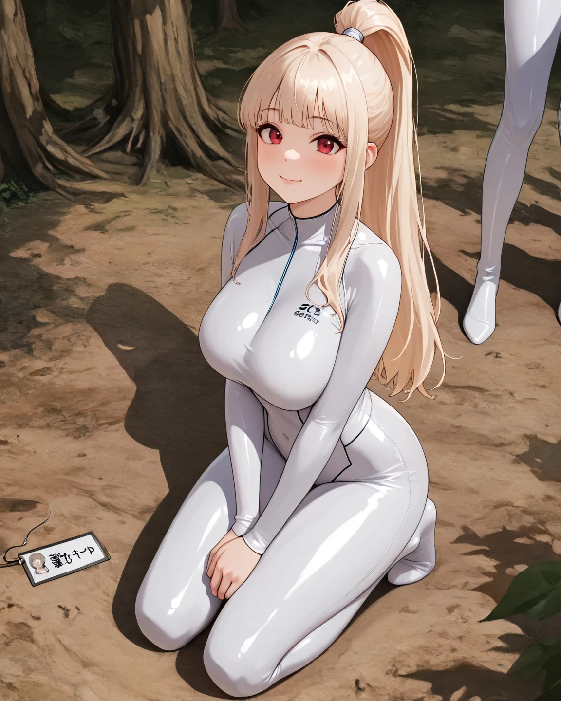 the real thing、女の子1人、a blond、Longhaire、green colored eyes、toddlers、(small tits)、pointed Nipple、((white rubber suit:1.5))、((big breasts thin waist))、a wet body、Cowboy Shot、facing front、Shiny body、pee、Looking at the camera、​masterpiece, Shoot head-on