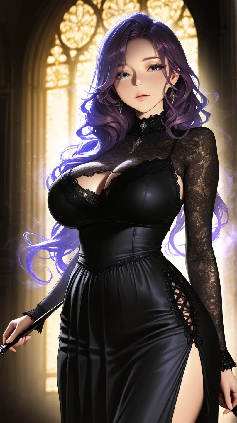 woman, solo, purple hair, green-hazel eyes, shepherd, 
([person|Kristen Bell|Vanessa Hudgens]:0.85), middle shot, ( [stanleylau style|arosen style]:0.9), 
artistic photograph, [hanging breast],
masterpiece, professional, high quality, beautiful, amazing, dark fantasy, Getty Images, Shorts, big hair, ,
masterpiece, highres,  4k, detailed background, efficacious, (unadvised:0.8), (by Paul Gauguin:0.9), (by John Frederick Kensett:0.9),