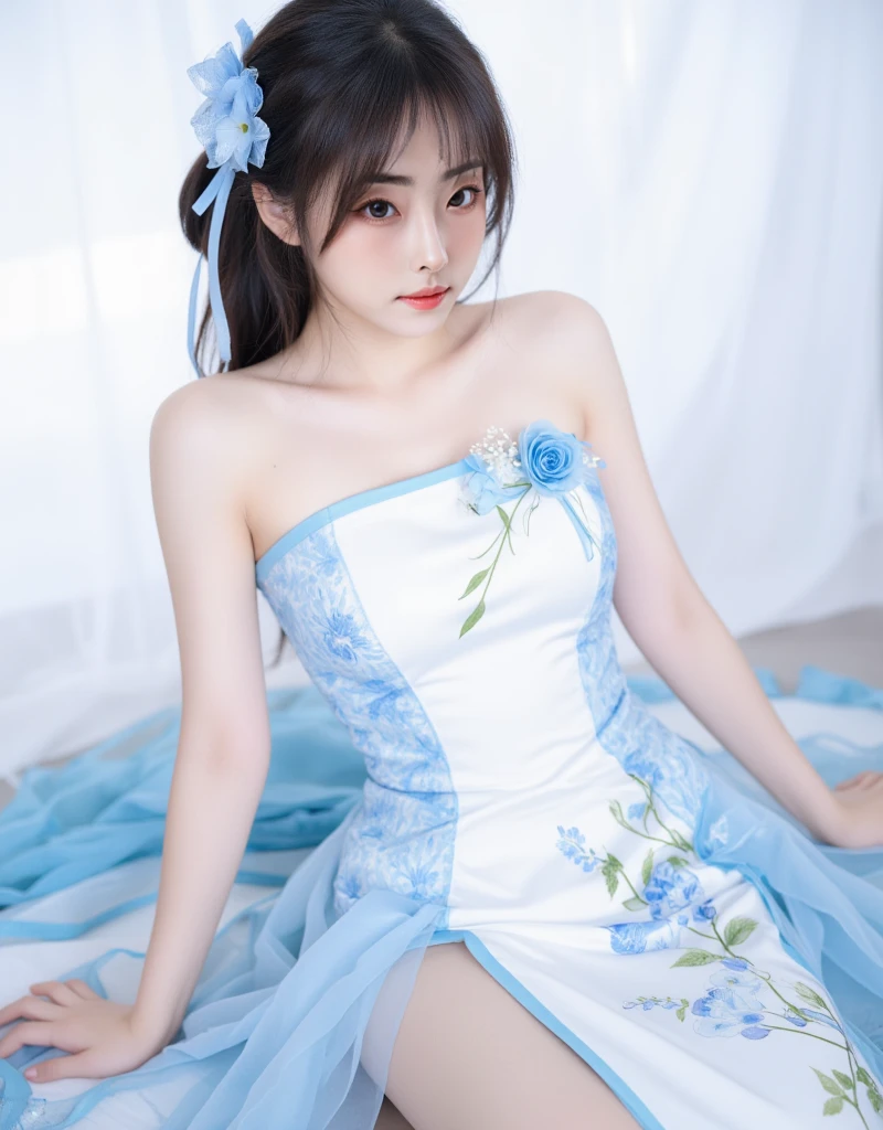"((Painting Giant System)),The picture quality is impeccable,Excellent details,Action-packed anime girl,Wearing a white miniskirt,Blue romantic hair fluttering,It is Hatsune Miku!High-definition animation illustrations present a fresh and cute art style,The beautiful and soft sound creates a sense of well-being。Curvy,Cute and cute,It's hard to resist。(Mikudayo weighted:1.1)"