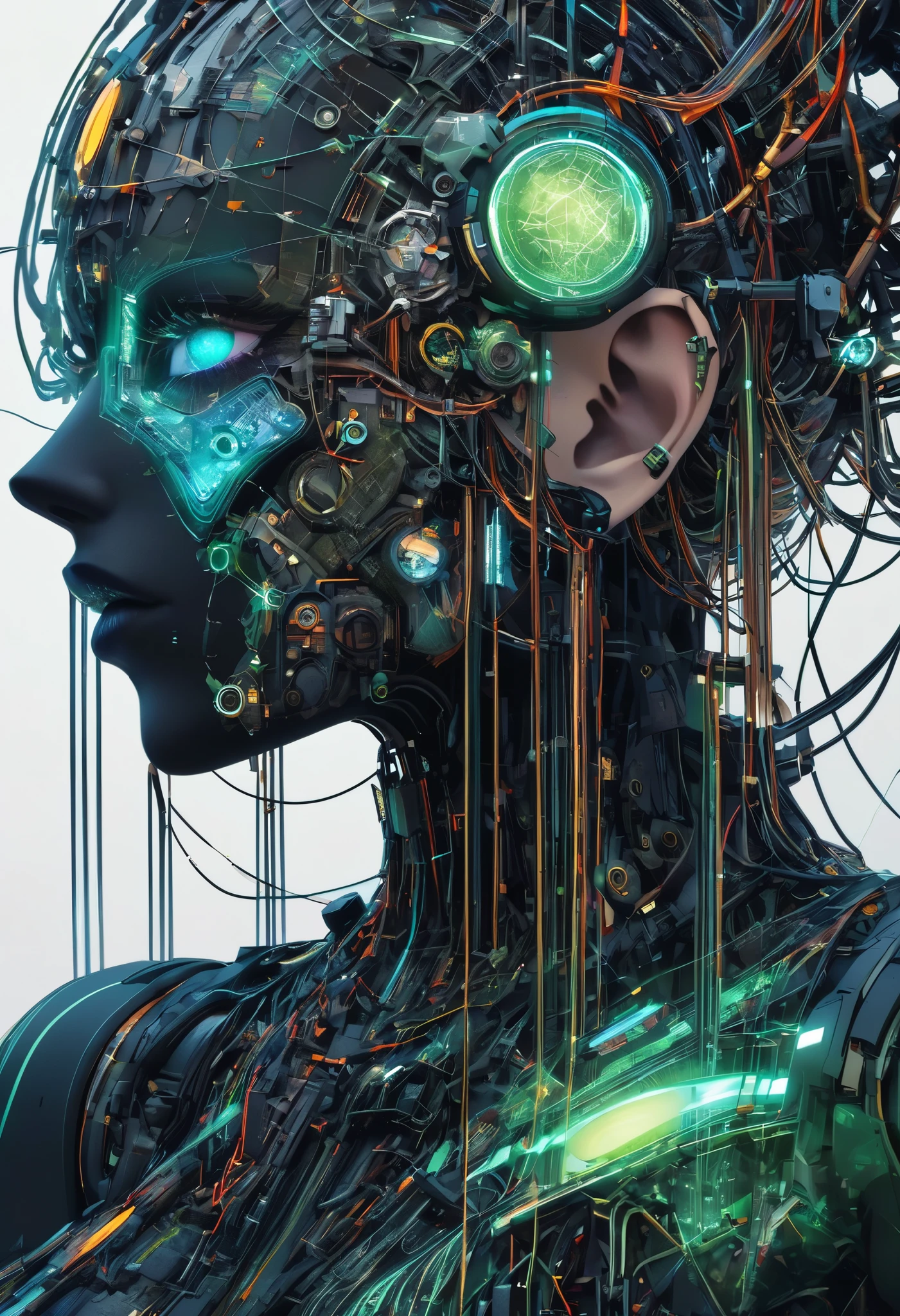 Realistic Textures , cybernetic eye, Fusion of Communication Engineering and Control Engineering, Unification of Mutual Communication,
incorporates the providence of physiology into mechanical engineering, Control Systems by System Engineering, Comprehensive Network Protocol,
BREAK Biologically Clear Eyes and、Retinas of Communication Networks Overlap, rich natural breathing、is fed back to her eyes,
BREAK I accept it, and、It sends, express an aesthetic eye on a network network, combines omniscience、blends omniscience,
BREAK The visualization information that is output is very simple, Create a complex feedback system within minimalism,
Depicted on a background where rich nature and space blend,
BREAK only one eye is drawn、other information conveys meaning as an intangible entity,
Aesthetic Fusion of Cyberpunk and Nature Punk, Embodied by Machine Punk, Complex new multi-colored shoots begin to breathe...,
BREAK those eyes、are eroding your interior, Please create one advanced eye without substance,
\Written with an illumination pen, 0__11Xx _illu\,