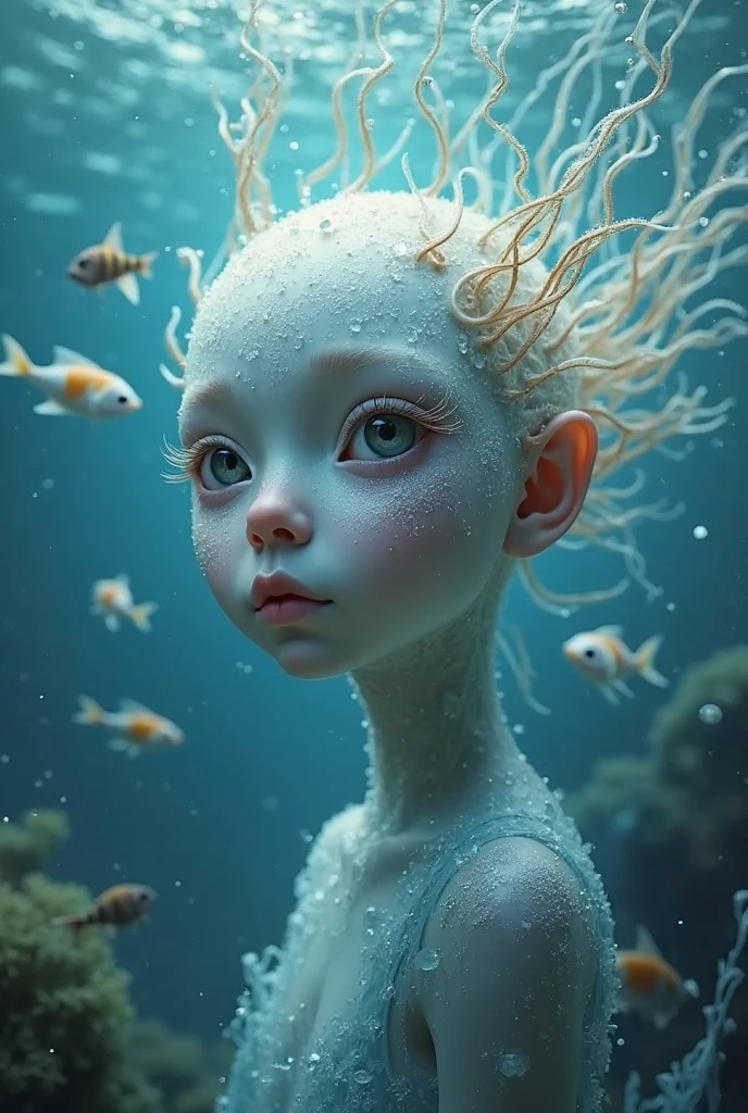 a boy with a fish face