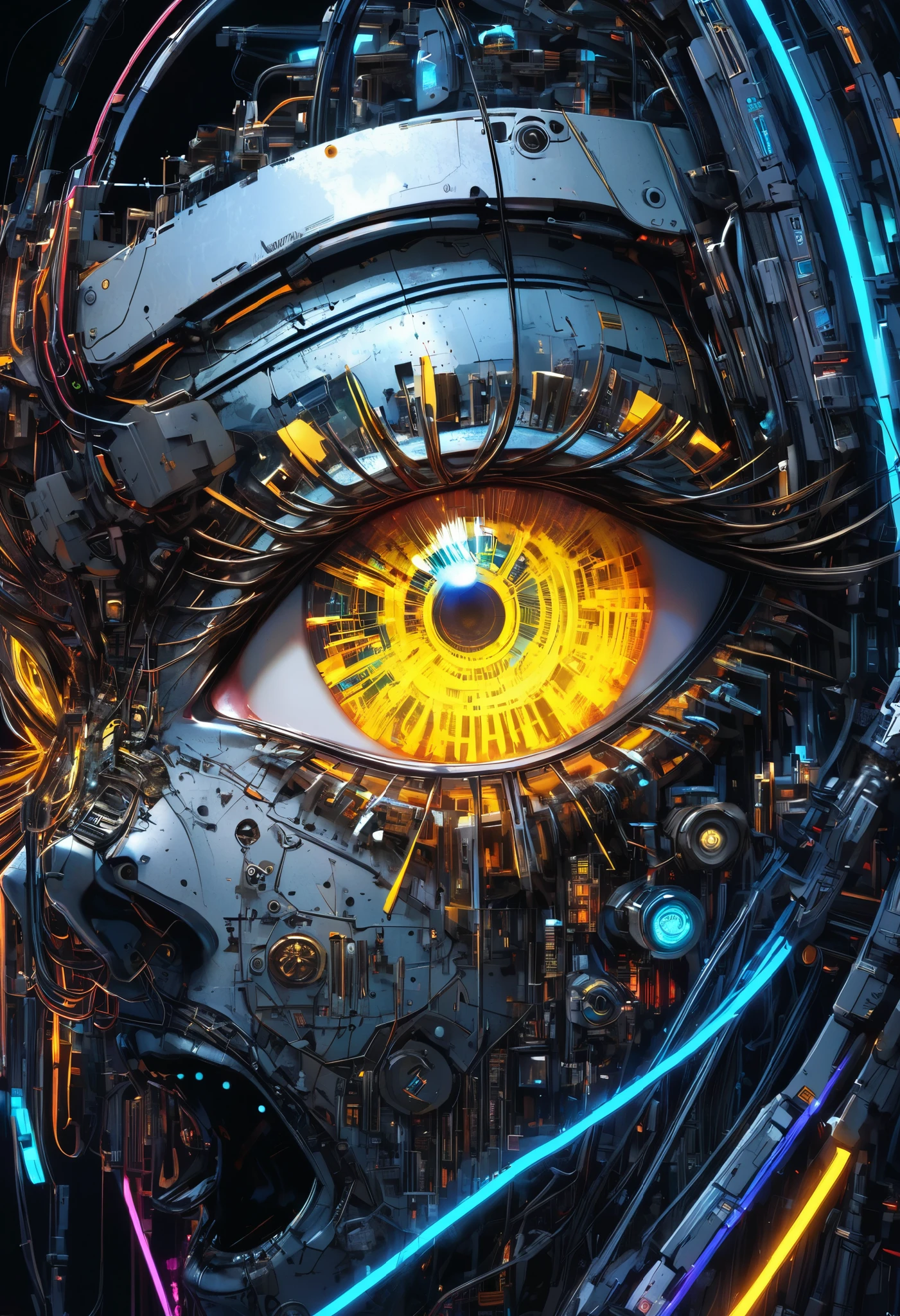 Realistic Textures , cybernetic eye, Fusion of Communication Engineering and Control Engineering, Unification of Mutual Communication,
incorporates the providence of physiology into mechanical engineering, Control Systems by System Engineering, Comprehensive Network Protocol,
BREAK Biologically Clear Eyes and、Retinas of Communication Networks Overlap, rich natural breathing、is fed back to her eyes,
BREAK I accept it, and、It sends, express an aesthetic eye on a network network, combines omniscience、blends omniscience,
BREAK The visualization information that is output is very simple, Please create a complex feedback system within minimalism,
Depicted on a background where rich nature and space blend,
BREAK only one eye is drawn、other information conveys meaning as an intangible entity,
Aesthetic Fusion of Cyberpunk and Nature Punk, Embodied by Machine Punk, Complex new multi-colored shoots begin to breathe...,
BREAK those eyes、are eroding your interior, Please create one advanced eye without substance,
\Written with an illumination pen, 0__11Xx _illu\, Closeup of a wacky and aesthetic eye, Strong impact,