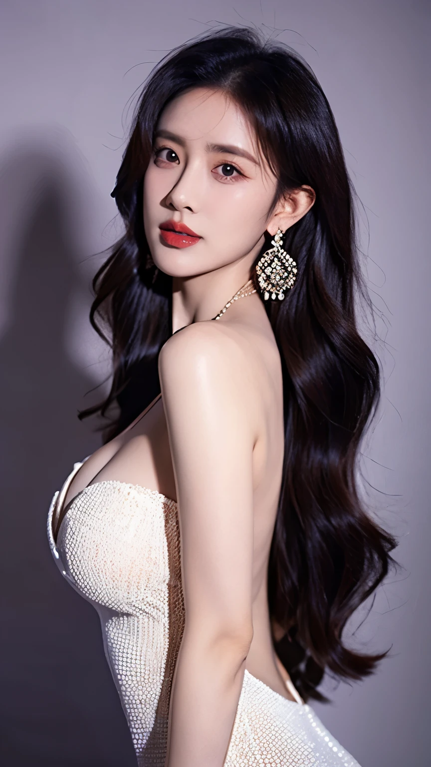 A girl with a perfect figure, very beautiful face and eyes,long hair, , Huge breasts,Huge breasts,The bust is really big,Baogou,White girl,beautiful skin