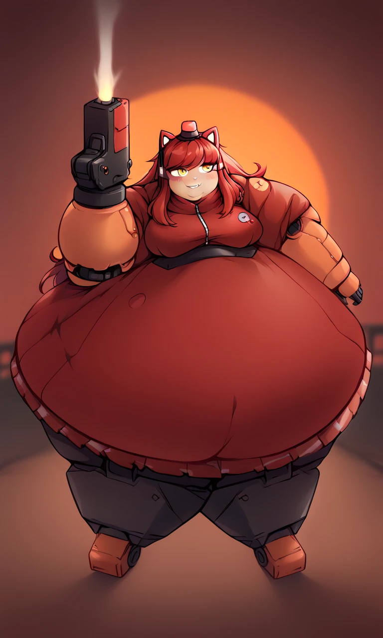 anime girl with a red hoodie and black stockings holding a can, thicc, , oppai, marin kitagawa fanart, kantai collection style, rin tohsaka, oppai proportions, trending on cgstation, anime moe artstyle, seductive anime girl, bbwchan, heavy looking, biomechanical oppai, large thighs