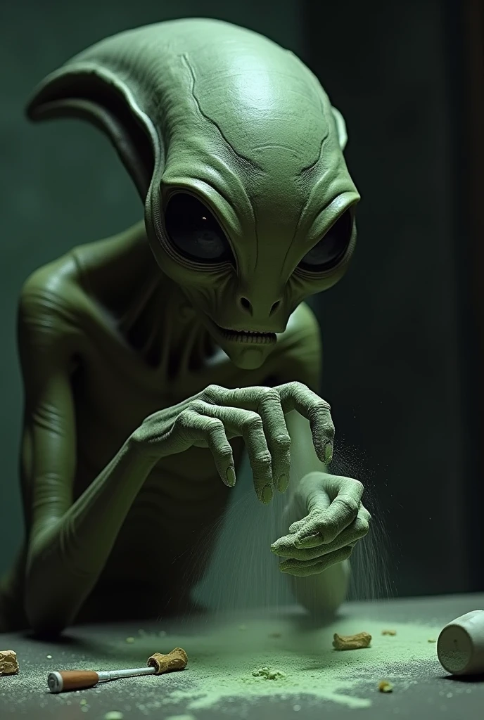 award winning photo of an alien writing poetry