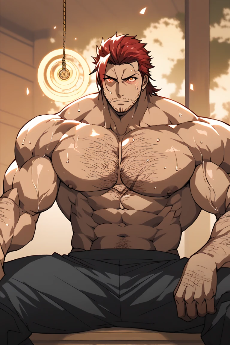 (surtr),big muscles,huge muscles,hyper muscles,(white skin),<lora:surtr:0.8>,orange hair,orange chest hair,orange beard,scars in the eye.,<lora:add_detail:0.8>,(detailed veiny muscles),Best quality,masterpiece,4k,8k,highly detailed,detailed face,realistic proportions,sharp focus,male focus,standing,(full body:1.2),big penis,ball,