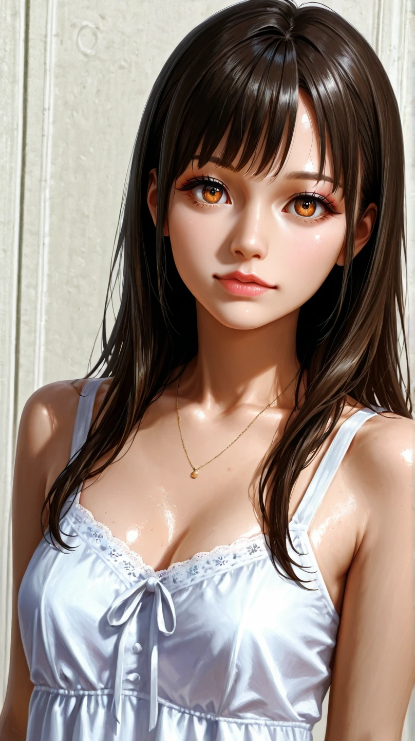 ((Best quality, 8k, Masterpiece :1.3)), pretty woman, 1girl, huge breasts :1.3, slender figure :1.1, firm abs, closed mouth, dark brown hair, (pool, wet body, erotic clothes :1.1), ultra-detailed face, detailed lips, detailed eyes, double eyelid