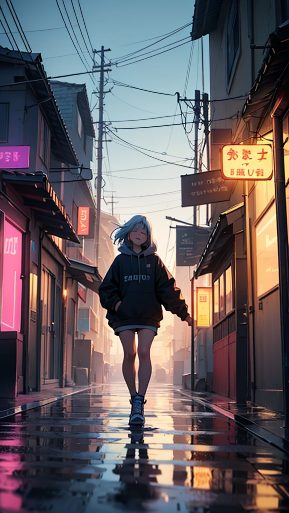 **Cena Inspirada em “SKINNY” – Billie Eilish**
The fine rain falls softly over the city asleep. The reflection of the neon lights dances in the puddles, tinting the asphalt with blue and lilac tones.
A girl walks alone through the deserted streets, the hood of her sweatshirt covering part of her face. Her sneakers make a soft sound as they hit the wet floor. Your eyes, hidden under the shadow of the fabric, carrying an invisible weight, as if they were full of unspoken thoughts.
while she walks , the words of the song echo in her mind. She remembers all the times she molded herself to fit into someone else's world, of the voices that commented on her appearance, Its essence. Her reflection appears in a shop window - thin, small, distant. She stops and stares at her own image for a moment.
A respiração dela forma uma small nuvem de vapor no vidro frio. She runs her hand through her hair, as if trying to recognize herself there. The lights flicker behind her, as if the world kept moving without her.
suddenly, she closes her eyes, letting words and judgments dissolve into the darkness. She takes a step back, she takes a deep breath and moves forward, as if she were learning to be comfortable in her own skin, for the first time in a long time.
The camera rises slowly , showing her getting smaller and smaller between the immense buildings. The music continues playing, and the city continues in its flow, indifferent, as she disappears into the mist.
essa é a cantora billie eillish