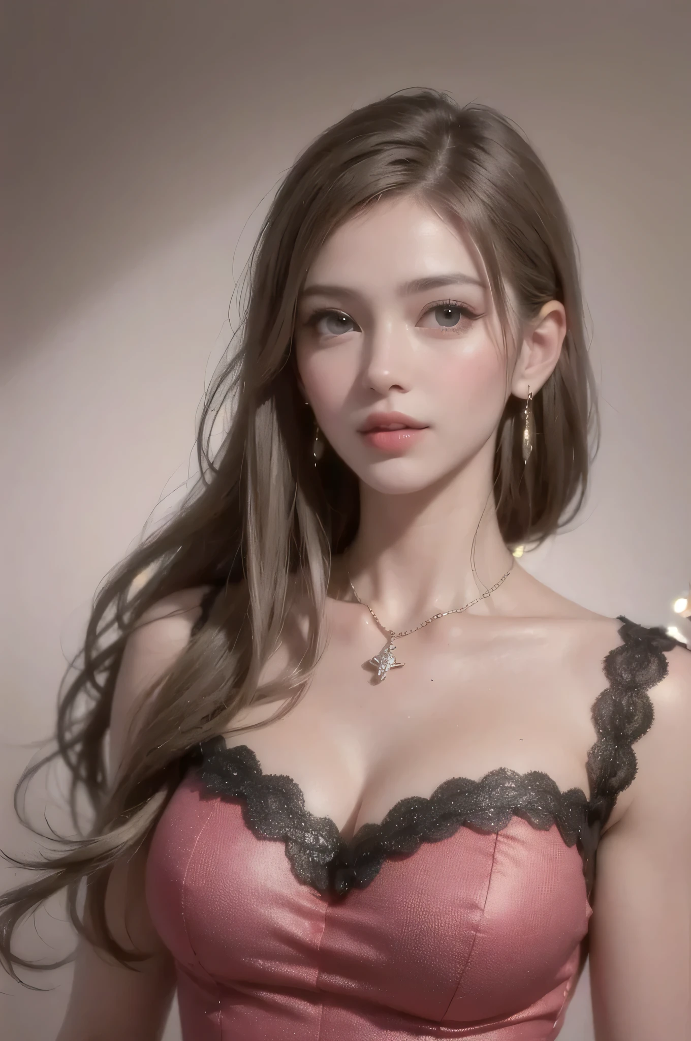 (Unbeatable masterpiece, Sideslit, Delicate and beautiful eyes: 1.2), Hyper-realistic 8k CG, Perfect artwork, The upper part of the body, shinny hair, glowing light eyes, Very wet skin, actual, underbust, gigantic cleavage breasts, perfect women figure, a matural female, A MILF, Willow waist, looking at viewert, brown Lace, Lace edges, tempting pose, a sexy pose, Tempting, reputation, a gorgeous, Luxury, jewely, Pedras preciosas, kinako, Plata, diamond, glitters, sapphires, Red Jewel, Cui, pearls, amber, obsidian,