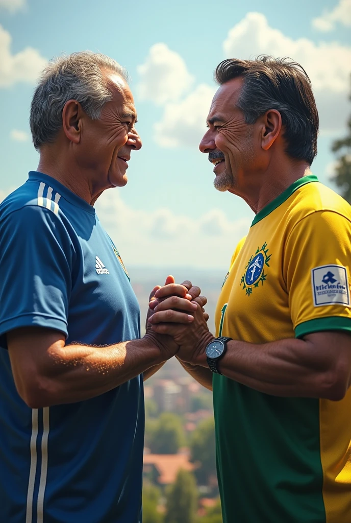 Jair Bolsonaro and Brazilian President Lula ,facing each other in a fighting stance with boxing gloves,and in the background the Brazilian flag, ultra realistic well detailed masterpiece intricate photorealistic 16k perfect composition