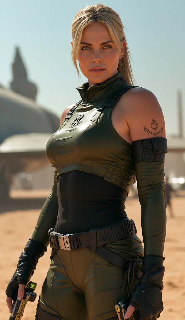 High-resolution surreal uniform beauty Scarlett Johansson, wandering in the war zone, high-intensity light and shadow, super photos, highlighting the hardships of women in uniform, presenting high-definition skin textures, a new visual experience.