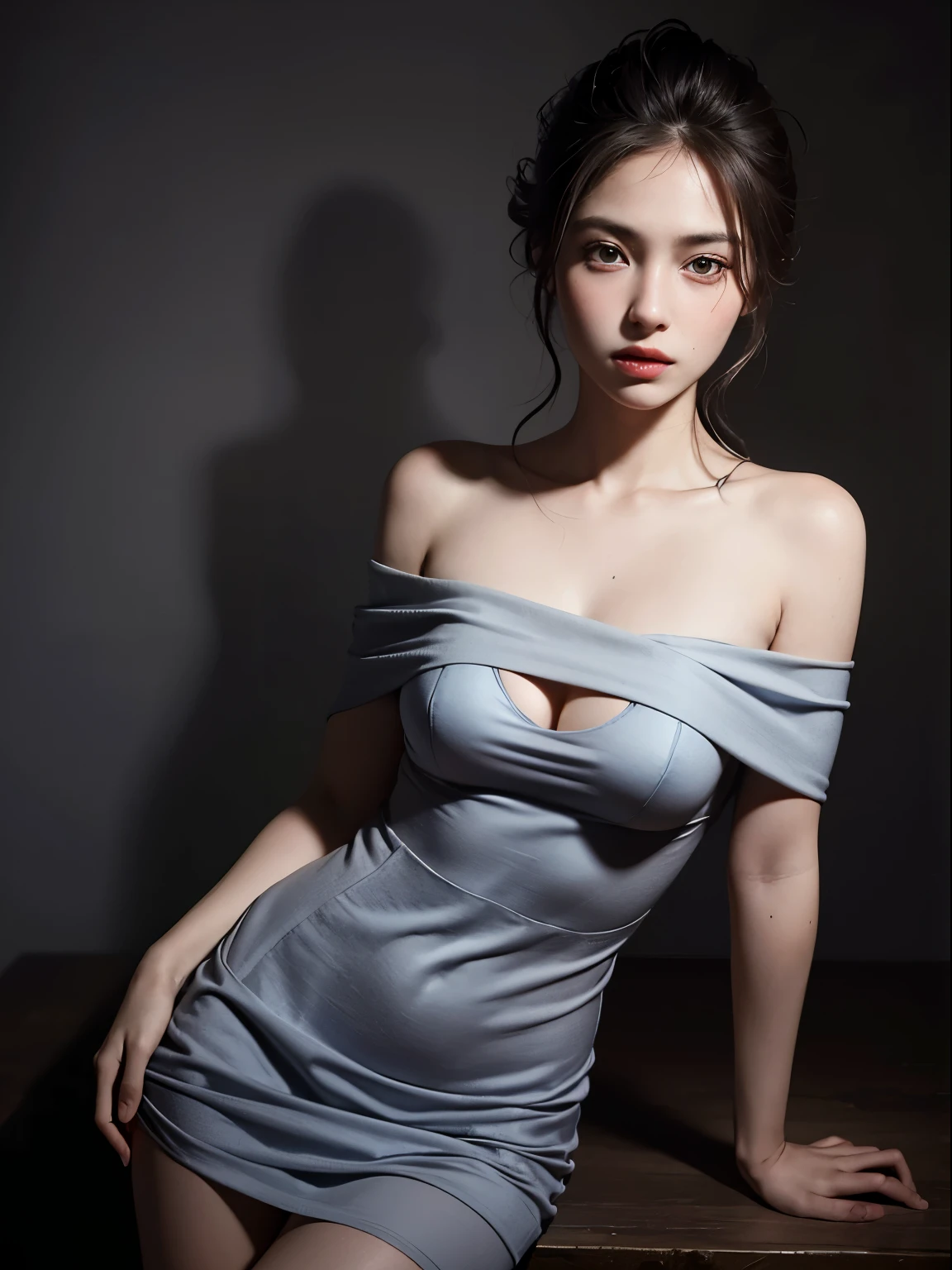 ((masterpiece:1.4)、(Highest quality:1.4)、(Realistic:1.7))、Masterpiece:1.4、Pretty Girl 0.1、(1 Girl:1.4)、pretty girl、Portrait Photography、Close-up photo、(An outfit that emphasizes beautiful breasts:1.4)、Sharp focus:1.5、Detailed eyes、double eyelid、{Long Hair}、Beautiful woman with perfect figure:1.4、Perfect proportions:1.4、(Anatomically correct body shape:1.4)、well-proportioned and beautiful udder、Tightly cinched waist、(Narrow waist:1.4)、(9-body proportions beautiful girl:1.4)、(A beautiful girl with long legs and a good figure:1.4)、Standing、Upper body photo shoot、Beautiful expression、Resistance、Dark Background、Tight waist、ponytail、Nikon SLR D6、Natural light、Lighting technology that creates beautiful expressions、Ideal lighting、RAW Photos、Red lips、Beautiful face with long face、choker:1.4、necklace:1.4、Earrings:1.4、1 Screen Display