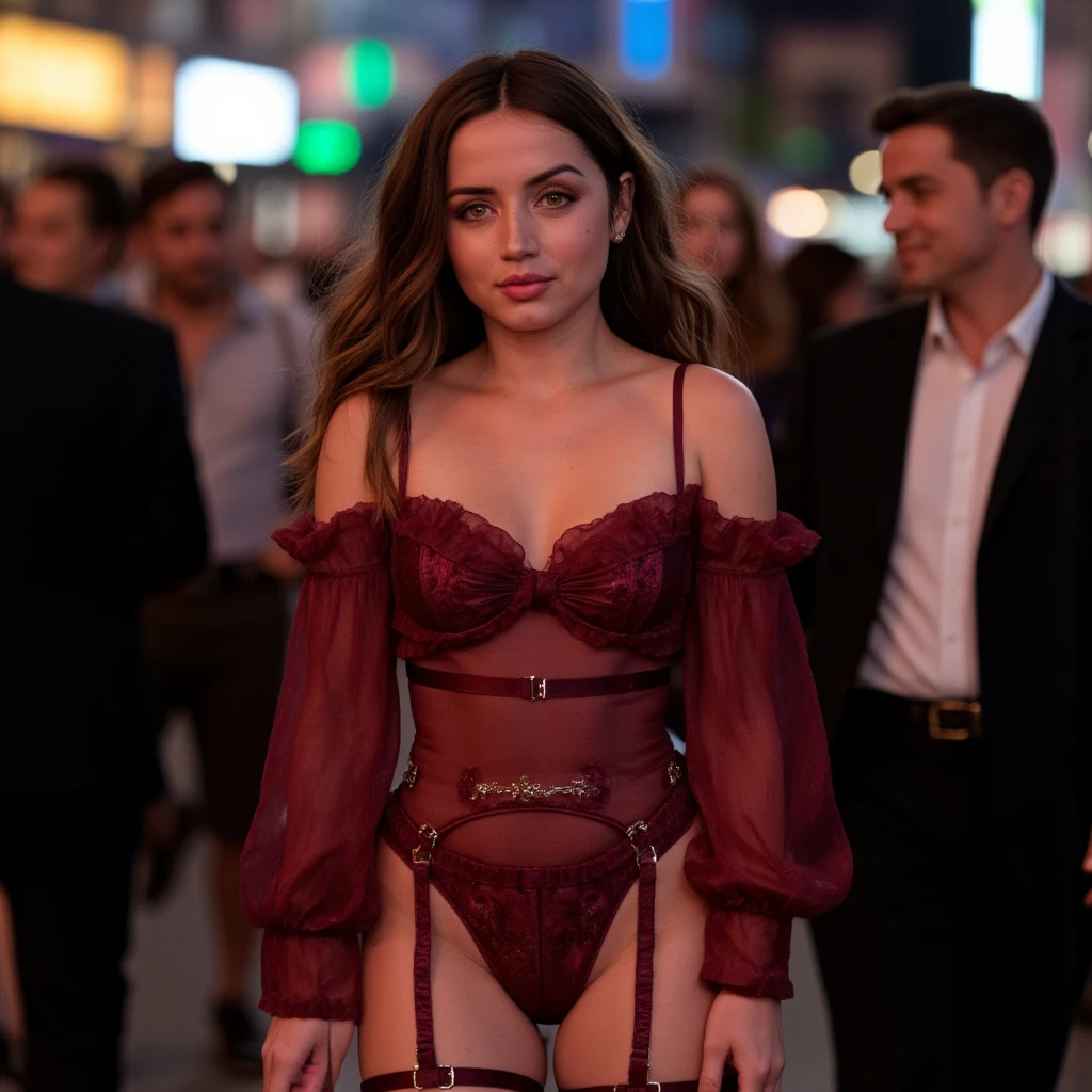 (((The most beautiful woman in a perfectly tailored outfit in a given situation))), (((one rule is the golden ratio and white balance))), ((always draw hands and fingers correctly)), dress a beautiful girl with a perfect figure in something nice, made of available materials ((silk), (canvas, nylon), (latex laced), ((lacy)), leather, ((((jewelry)))), steel, chains, chainmail, bracelets, pendants, earrings, everyday items)), ((Use any technique, any style, any outfit, Sew, ((embroider)),choose the color of your eyes, hair and even hairstyles)),(((eye color, hair color, even hairstyle, makeup))), ((experiment, combine complex, multi-layered materialperiment with Armor and delicate materialperiment with the entire palette of colors and shadowasterpiece: 1.hotorealistic: 1.37), (Realistic:1.5), (ultra_detailed, UHD:1.2), Extremely detail CG unity 8k wallpaper, depth of field, Fujicolor, (best quality), (high resolution), Attention to detail, Double eyelids, Wear an off-shoulder top, full bodyesbian, and if you want, you are standing, (back shot), lacy, lacing, ((Glamour, paparazzi taking pictures of her)), High Contrast, muted colors, long legantasy style)), ((layer cut: 1.32)), ((Brightly colored clothing)), ((Sport style)), ((Lively,Active,vivaciousness)), ((no Pantieposing thighs)), (Erotic:1.6), ((black silken skirt, (tinyskirt:1.27), no_panties, curvy)), (Look sideways, look up, look down, random expressions), (rich including decorative embroidery:1.29), (red epic lace:1.39), (sharp focus), ((very intricate design of epic bodysuits:1.42)), ((city night), (neon sign), (night),