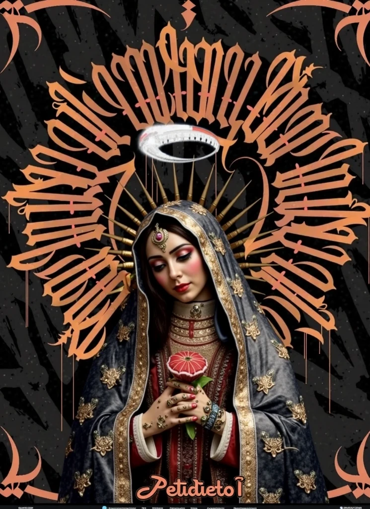 arafed image of a woman in a black robe and a crown, saint skeleton queen, by Eddie Mendoza, queen of death, by Dave Arredondo, majestic saint woman, by José Comas Quesada, virgin mary, queen of the dead, she is the queen of black roses, highly detailed vector art, goddess of death, queen of heaven