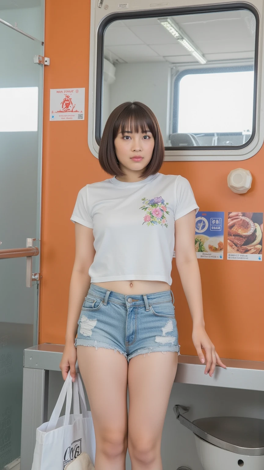 Soft Light, (((Medium Hair:1.3), Short bangs, Floating Hair NovaFrogStyle)), ((ultimate beautiful wife)), 20th Generation, Detailed eyes, (Big eyes:1.3), Lip details, Very detailedな顔, Beautiful and detailed nose, Long eyelashes, ((Big and ample breasts)), Realistic face, Realistic body, Beautiful thighs, (Transparent T-shirt:1.3)、(Blue tight micro mini skirt:1.4)、The chest is wide open、You can see the whole body up to the toes.、stockings、(Sitting cross-legged:1.3), With background:((Cafes in Ginza, Tokyo))、(RAW Photos, highest quality), (Realistic, Photorealistic:1.3), Very detailed, A light smile, Very detailed, High resolution