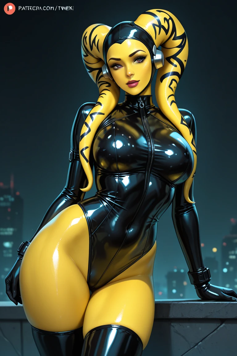 score_9, score_8_up, score_7_up, score_6_up, score_5_up, score_4_up, source_furry, e621, (by Liveforthefunk), Tawna Bandicoot, bimbo milf, looking at viewer, seductive smile, beautiful detailed eyes, posing in a bedroom, (wearing a collar, latex sling microbikini, long latex gloves, high heeled thigh high boots), detailed fur, voluptuous, hourglass figure, large breasts, cinematic lighting, professional lighting