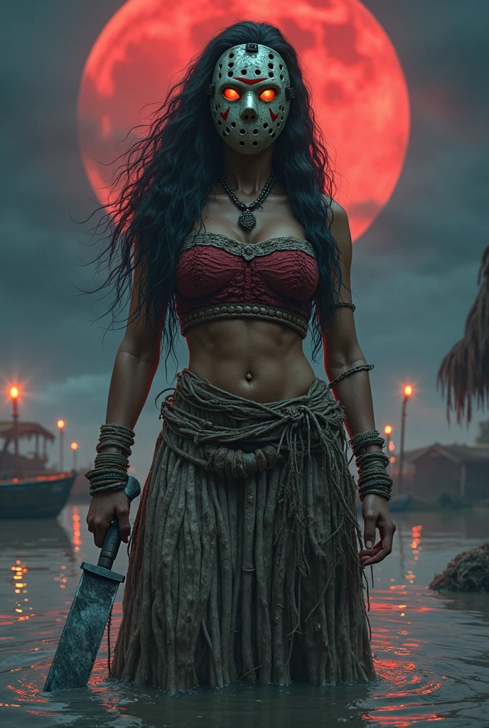 1 girl, big breast, deep cleavage, nipples visible,wearing Sleevless torn shirt with short.(open legs)"A dark, cinematic scene of a vampire coven attacking on her ,she afraid . The vampires are terrifyingly elegant, with sharp fangs and glowing eyes, moving through the fog-covered streets under a blood-red moon. Villagers are shown fleeing in terror, while one brave individual stands ready to fight back. The scene is suspenseful and gothic, with dramatic lighting. High resolution, 4K."