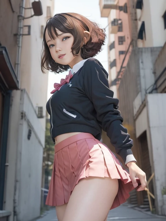 (photorealistic:1.6),(High resolution:1.6),(solo, one girl:1.5),(cute girl),(Japanese:1.3),(Preteen),(light brown hair:1.3),(pigtails hairstyle:1.1),(sweet smelling girl),chuuChloe,(Bangs Bangs:1.3),(Shy smile:1.5),(glimpse panties:1.3),(Lifted Skirt:1.4),(showing panties:1.4),(choker:1.2),(studded leather wristband:1.1),(Mini Thong:1.3),(punk style clothes),(graffiti on wall:1.3),(Plaid skirt),(hoodie:1.3),(Front lighting),(Brightened up photo),(Color tights),(Kabukicho, Tokyo)