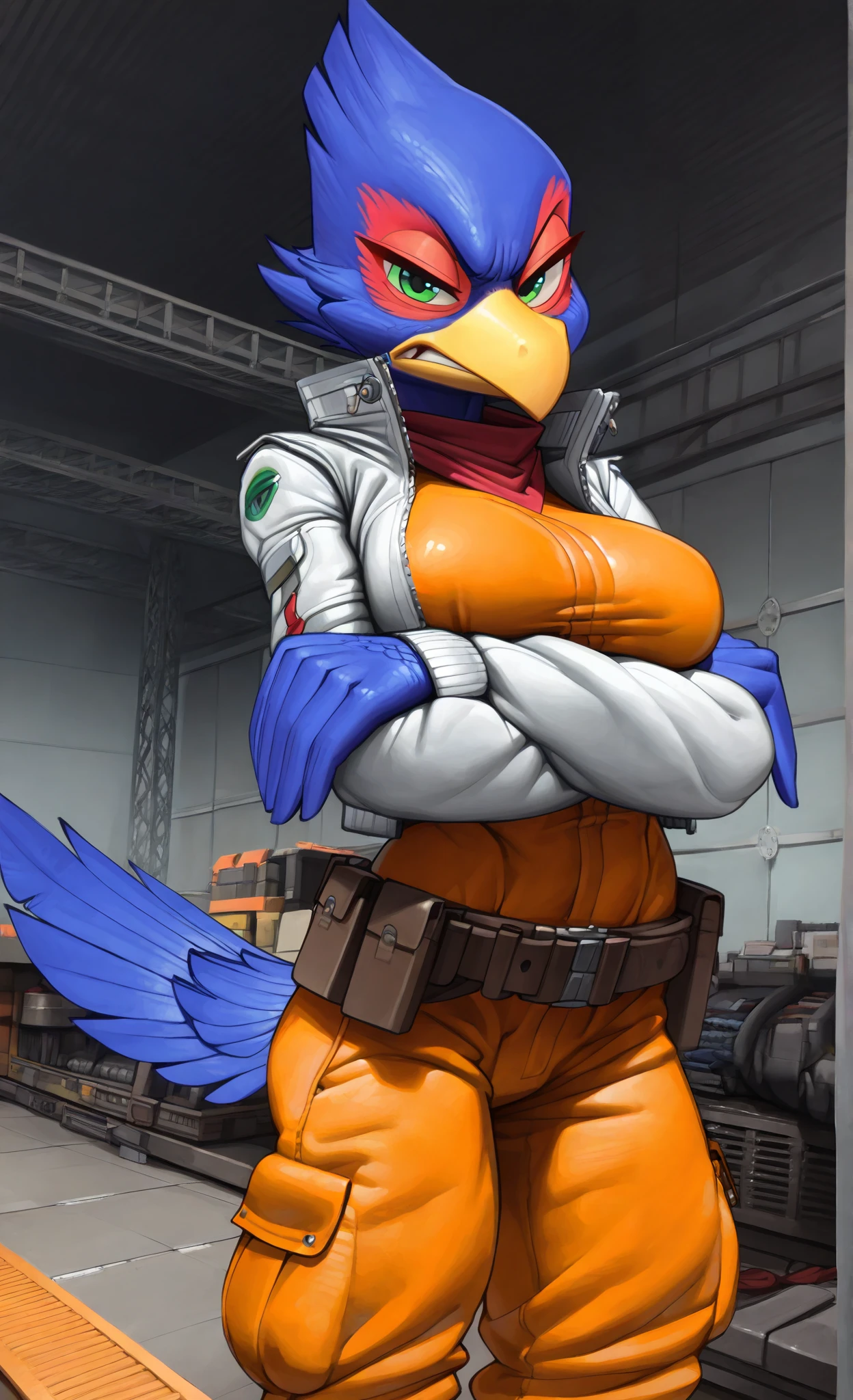 ((bird)), furry female anthro,bird woman,HD,sharp,beautiful and detailed,woman ((anthro)),1girl,young girl,blue skin,(look at viewer) ,bird girl,falco lombardi,by dr comet,by pochincoff, by jlullaby,by kingbang,by obui,by ZeroQrisu,by sparrow,by gmeen,seduce smile,((thief outfit)),athlete,((simple background)),(gray background,)