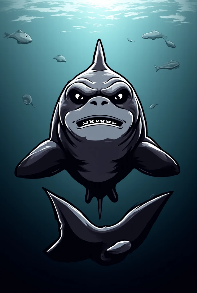 Get a tattoo of an orca, but with a horror twist, mais cartoon