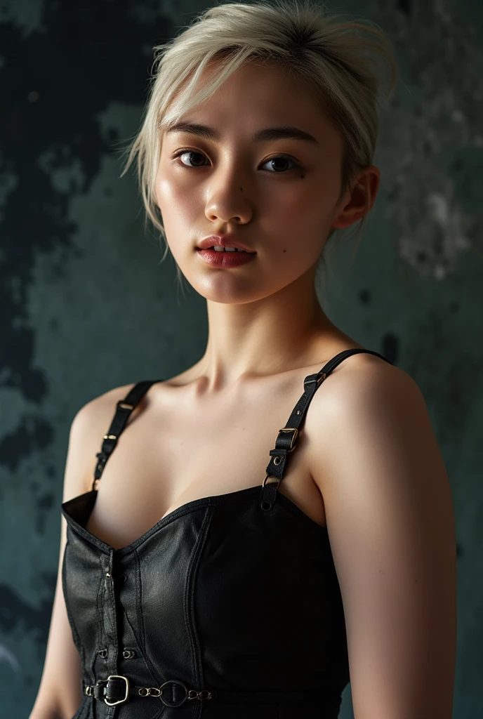 (masterpiece:1.2), ultra detailed, ultra high res, (realistic, photo realistic:1.37), high detail RAW color photo, professional photograph, an extremely delicate and beautiful, extremely detailed, extremely detailed beautiful girl, extremely detailed face, extremely detailed eyes, extremely detailed skin, extremely detailed nose, extremely detailed mouth, perfect anatomy, highly detailed background, (a famous actress of Japan:1.2), (gyaru:1.2), very short hair, (flat chest:1.3), Dynamic lighting, (full body:1.3), (cross bondage:1.4), dynamic pose, (dark room), look down on with disdain, (wet),