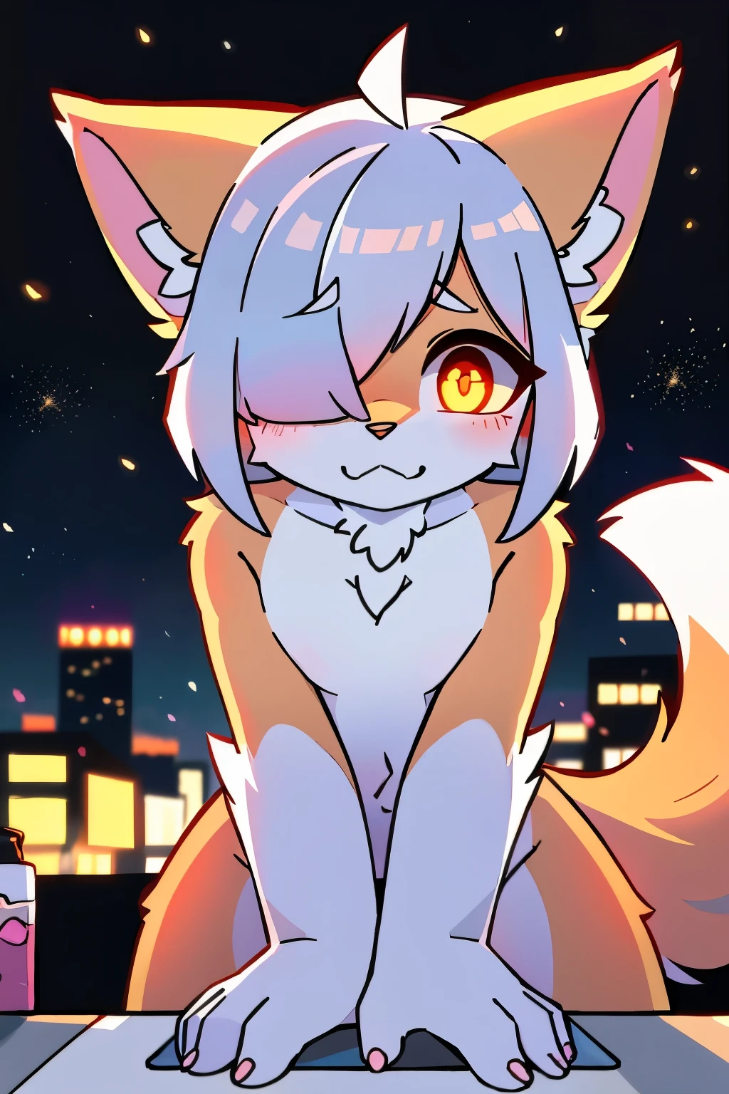  high resolution request ，Furui Orc，毛茸茸furry，Two-dimensional anime characters，cute，fox ears，female beast girl` `pure fox characteristics` `} Meat Pad Pink Gradient` `amber cat's eye pupil` `juvenile short brace` `Mother-of-pearl Crack Nails` `Cyberpunk Bioluminescence`
`Iridescent fur tip(ultra detailed fur texture)` `aurora film gloss` `white fluff on the hair` `furry behind the ear` `Future and`
`translucent silicone claw pad` `white fluff on the hair` `Amber Glowing Cat Eye Pupils` `Hair Frosting Effects Under Moonlight` `white fluff` 
 `Dynamically Trailing Starlight Particles` `shy curled position` `curious expression` `
` `Winter Nose Tip Condensation Effects` `Modern City Background Bokeh` `soft fuzzy edge` `Forehead Hidden Animal Imprint` 