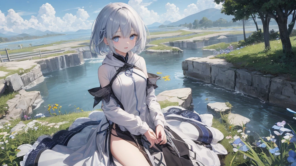 original outfit, 1girl, solo, breasts, hat, looking at viewer, white dress, very long sleeves, bare shoulders, fur hat, white dress, fur trim <lora:kiev:1>
barefoot, squatting, sky, large breasts, cloud, looking at viewer, outdoors, ass, grass, sweat, looking back, artist name, day, blue sky, thighs, colored skin