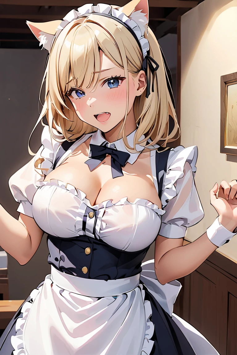 ((highest quality、High resolution、8K、masterpiece:1.3))、1 girl、unparalleled beauty、ultimate beauty、super detailed face、delicate eyes、smile、sexy look、Depth of the bounds written、light particles、side light、((blonde、maid、maid服、no panties))、(((expression of ecstasy、Looks embarrassed、Making sexual advances in a busy public place、I'm inviting you to have sex、straddling a man、spread legake you ejaculate、make me cum inside)))、perfect body、beautiful breasts、nipple、tits、Thighhighs、thighs、Love juice dripping from the pussy