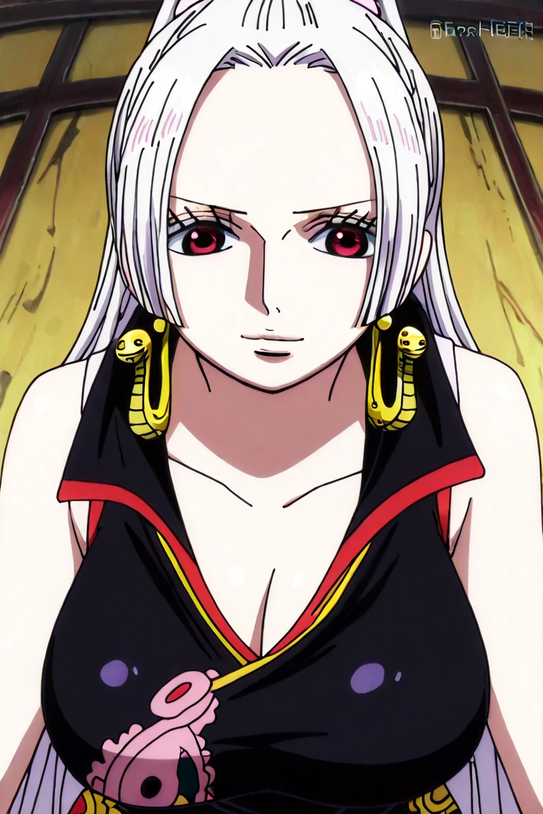 Numa noite tranquila, Under the starry sky, Daki from the Demon Slayer universe stands out with her flowing white hair and piercing blue eyes. Her muscular figure and broad shoulders contrast with the generous neckline that reveals her strength and femininity.. A subtle smile adorns your lips while your vibrant gaze conveys determination.. No horizonte, os telhados das casas japonesas se erguem em silhueta contra a noite, while an evil face, com um sorriso sinistro, adds an aura of mystery and danger to the scene. Daki veste roupas largas e brancas, accentuating its elegance and power, enquanto seus olhos azuis brilham com intensidade, contrastando com sua pele cinza. Demon Slayer details adorn your appearance, highlighting its connection with the dark world of demons. No fundo simples, your presence radiates a phenomenal style, capturado em 4K HD, onde cada detalhe, from her white hair to her strong makeup, is clearly defined. This astronomical portrait of Daki and his companions conveys a captivating energy that captures the eye and sparks the imagination.