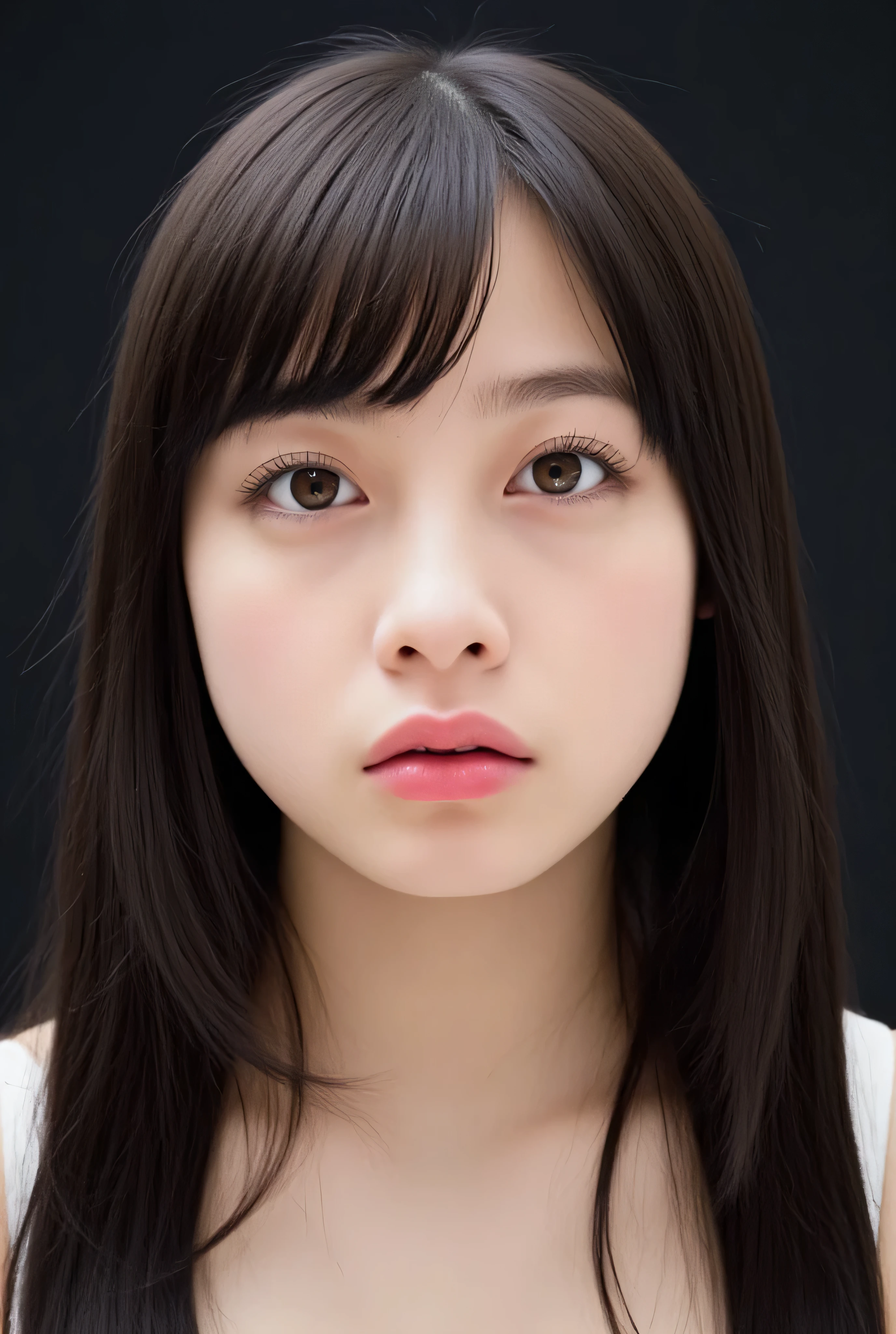 girl, black hair, long hair , mouth wide and stick your tongue out, Front of face, Face looking down at the center , face , Accurate eye expression, Accurate tongue tip expression, Accurate facial expressions, masterpiece, ultra high definition , 非常に detailsな, details, Detailed eye expressions, 最 high quality , exists, ( Female 1 ), Porcelain Skin , The best face, Accurate expression of the teeth, Accurate expression from the tip of the tongue, Accurate gaze expression, Accurate expression of the eyes, Bright and Shining Face, light shines on her face , ( sticking out her tongue ), shoulder exposure , ( exposes sternum), Breast Exposure, Brezier exposure, Wear navy off-shoulder 、On the forehead , {x}, ((Black bed background )) pictures , masterpiece, 最 high quality ,16k,8k, beautiful, exquisite,extremely 、finely 、 high quality , ultra high definition , 超 high quality , beautiful face, Japan , ( sharp concentration ), (( mouth :1.6)),(Ultra-detailed beautiful faces:1.10), (Ultra-detailed beautiful slim body:1.9), 18 years old, ( Super Detailed Beautiful Japan Beauty Female Idols:1.7), she has her hands behind her back , black hair、Her expression is expressionless . Background flooring 、 pictures、 face 、 Viewer、