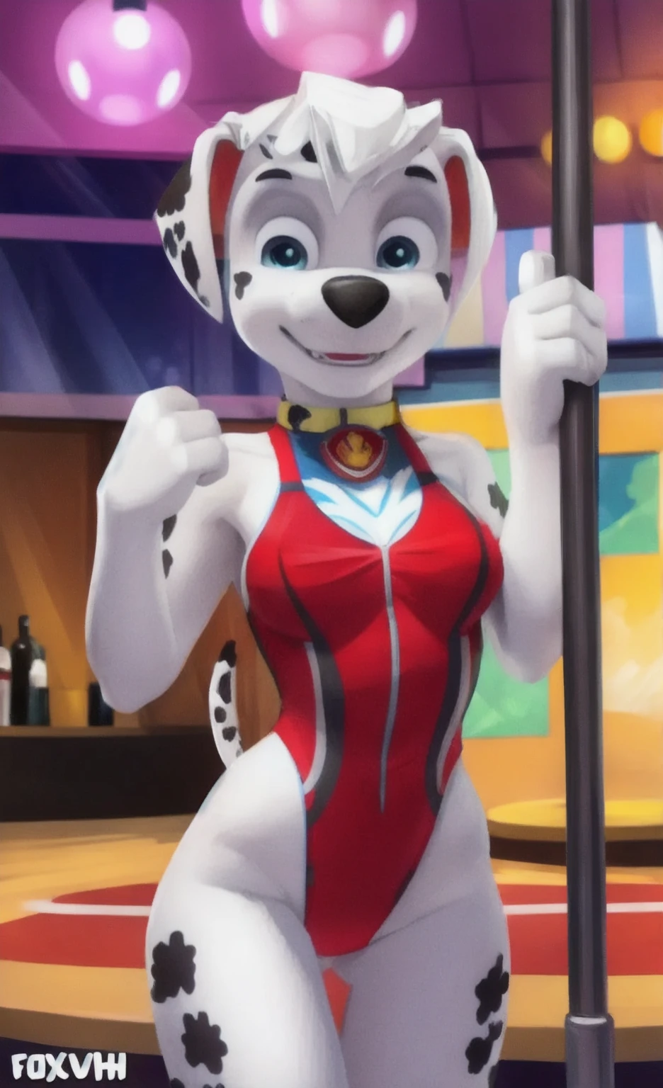 score_9, score_8_up, score_7_up, score_6_up, score_5_up, score_4_up, source_furry, realistic, photo-realistic, by Furromantic, mature female anthro husky dog, MILF, looking at viewer, seductive, beautiful detailed eyes, (dressed like a Playboy bunny), detailed fur, nipple outline, cleavage, voluptuous, hourglass figure, large breasts, thick thighs, cinematic lighting, professional lighting