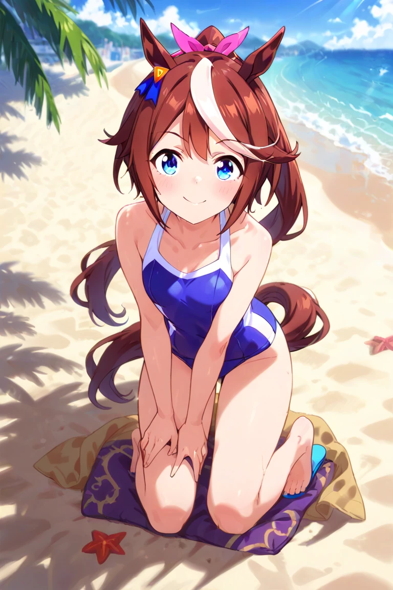 Honoka Kosaka in a bikini laying down on her side poseing with her arm for support