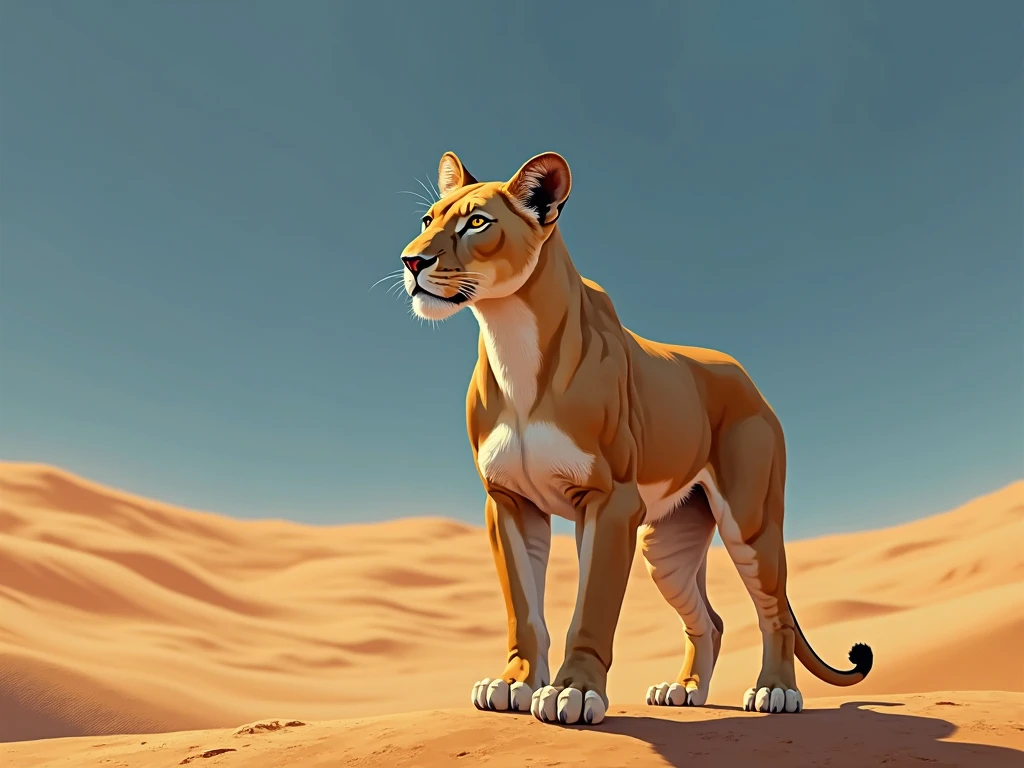 Powerful cheetah stands triumphantly on a dusty African savanna, with mouth open