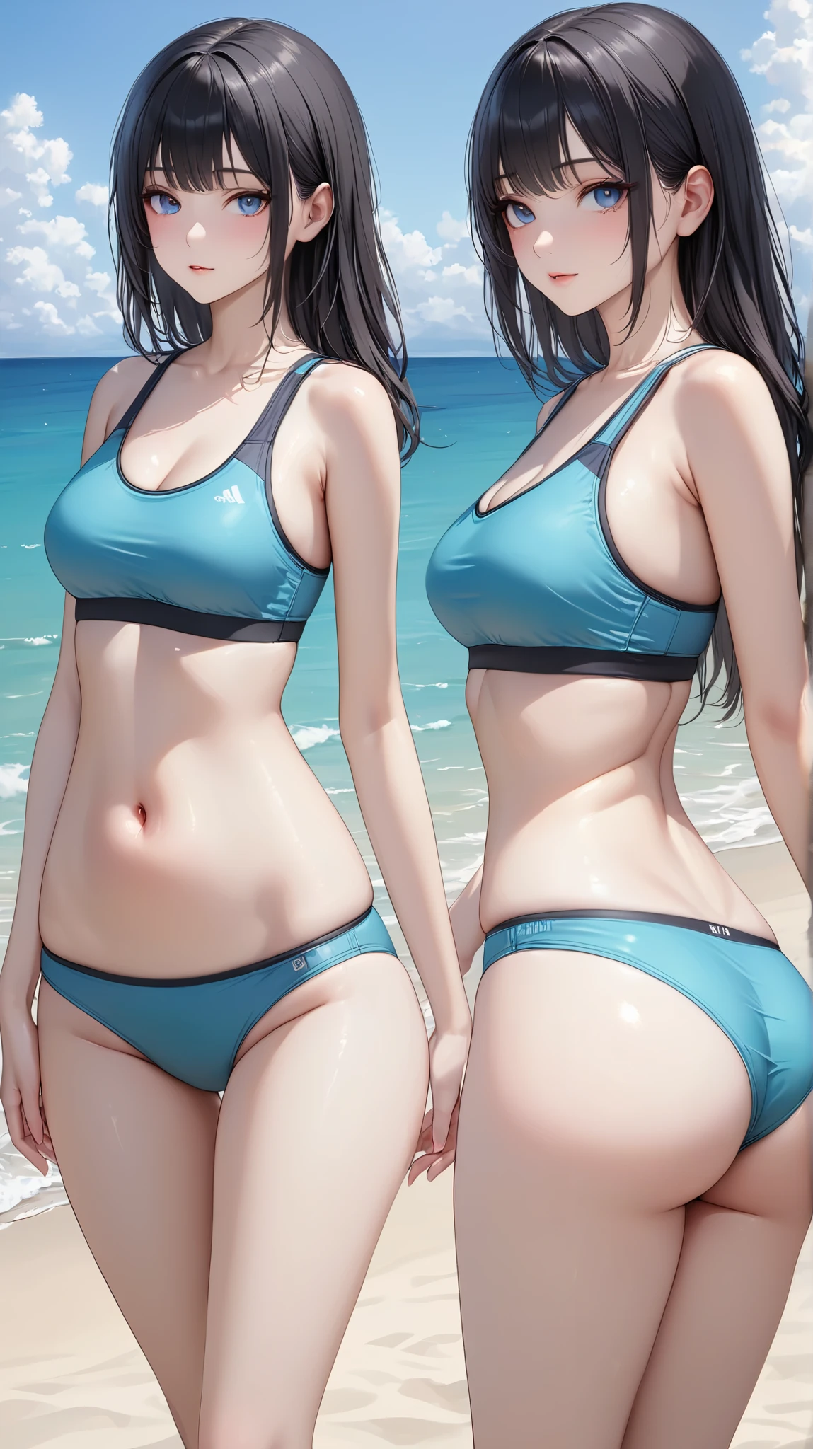 female high-school student、girl with 、サイドponeyTail、Multiple people、cute little、12year old、Straight face、childish、Junior Idol、a baby face、looking at viewert、a picture、逼真、top-quality、adopt、A detailed face、细致背景、diffuse lighting、depth of fields、underwater background、Sea background、white panties、White bra、Underwear、full body Esbianショット、full body Esbian、A dark-haired、poneyTail、middlebreasts、chubby figure、2guys