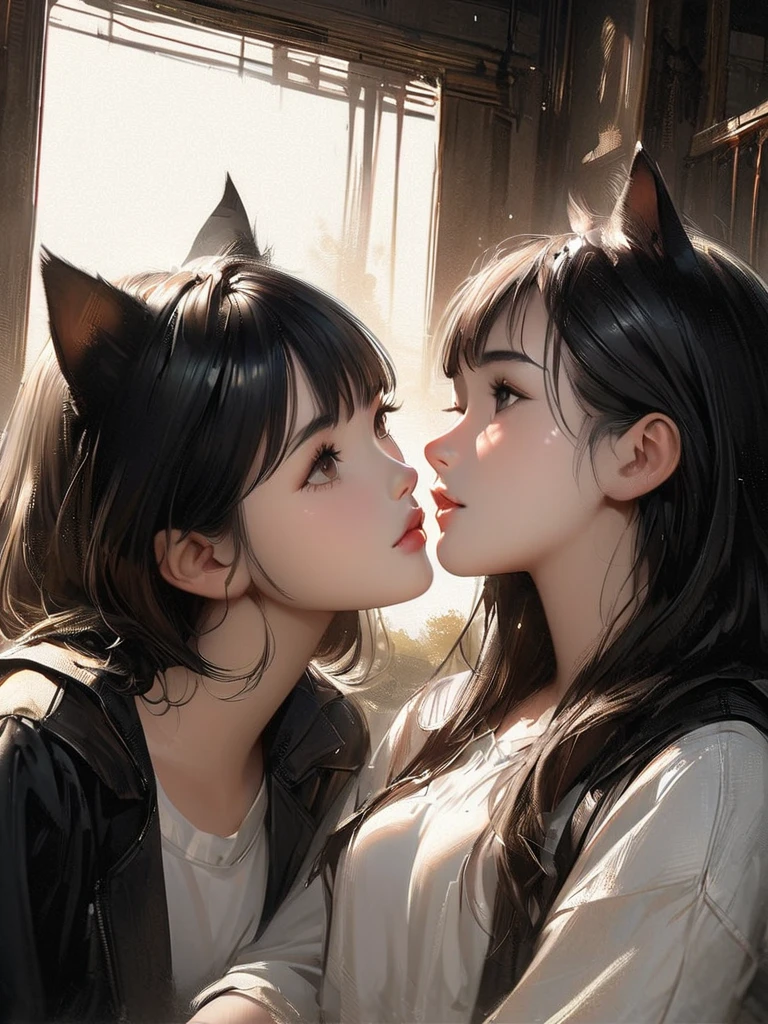 Cute girl practicing kissing face for role, closing both eyes