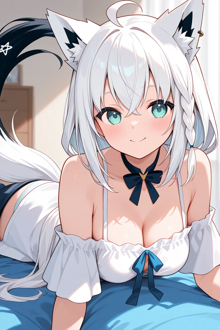 (Highest quality), (High resolution), (masterpiece), (Very detailed), Wolf Ear, Silver Hair, Long Hair, Bright Blue Eyes, One Girl, Silky skin, Shiny skin, Athletic build, blush, Heavy breathing, chest, Fully dressed in swimsuit, Front view, Perfect composition, (Bright saturation), Rubbing your crotch against the corner of a desk, Dripping love juice, Heart Pupil, Orgasmic face, Trembling with sexual climax, Heavy breathing