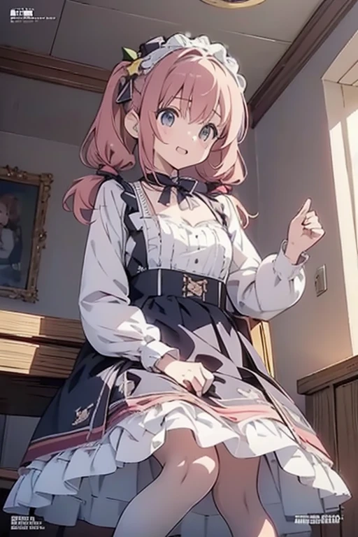 ((masterpiece)), ((best quality)), ((highly detailed)), (original), ((delicate background)), ((extremely detailed 8K wallpaper)), sweet, depth of field,
BREAK
maid, ((classic maid dress)), ((scanty clothing)), lots of frills, ((huge breasts)),
BREAK
curly hair, faint pink hair, short hair,
BREAK
((heart-shaped eyes)), pink eyes, tongue out, blush, sweating,
BREAK
full body shot, ((on the bed)), looking at the viewer,
BREAK
1girl, solo, cute girl, 20 years old, shiny skin,