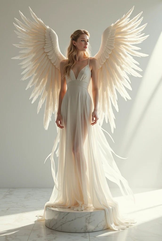 there is a woman in a white dress standing in a pond, beautiful angel, flower goddess, beautiful female angel, ethereal beauty, full - body majestic angel, taylor swift as a heavenly angel, of beautiful angel, ethereal!!!!!!!, of an beautiful angel girl, tall female angel, white gown, a stunning young ethereal figure, flowing white robes