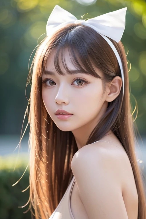 (8k, 4K, top quality, high definition: 1.2), ( Master Stick , realistic, Photorealistic: 1.4), 1 girl, Alone, beautiful faces, eyelash , nose, glossy lips, ( beautiful eyes, beholder, white skin, white skin: 1.5), clean skin, upper body,, big, big, ( nudes: 1.5),, Open-air Bath,, ridiculously long hair , Blonde, pink hair, bangs, hair ornament, bow, Eat with both sides facing up,, young, dark blue school swimsuit