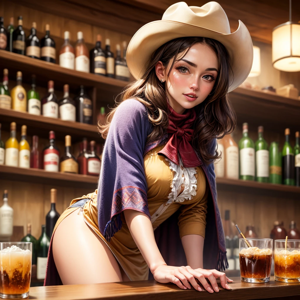 (((1 person:2.0))),(((NSFW:1.8)),(((Nude:2.0))),(((Sexy female gunfighter:1.9))),(((Wear a gun belt with a holster:1.5))),((Wear a watch on your wrist:1.5))),(((Cowgirl Costume:1.5))),(((Exposed thin inner thighs))),(((Small breasts:1.5))),(((Bare arms))),(((Wearing Sandals:1.5))),((Blushed:1.8)), Beautiful detailed girl, Very detailed目と顔, 緻密でBeautiful Eyes, Very detailed, High resolution, Highest quality, masterpiece, Very detailed, 8k wallpaper, wonderful, finely, Highest quality,(Standing in front of a wooden wall),Beautiful Eyes,((Engage your audience:1.5)),((Full body shot:1.6)),((Place your right hand on your chest:1.5)),((Drinking whiskey:1.4)),(((Drunk,Cry:1.8))),(((Are standing:1.5)))