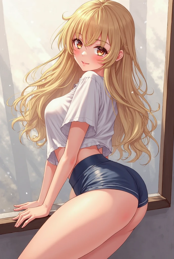 woman from behind with long blonde hair and a black blouse, lower torso without clothes,a pastel of Shitao, pixiv, furry art, CuteSexyRobutts, backlit, , Thicc, incredibly inflated hips, thick tail , parte del tren inferior naked, naked, notable private parts, thick black line art, Marisa Kirisame, OPPAI, beautiful girl squatting, camera positioned below the girl, private parts visible in close-up
